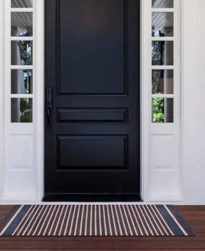 Nautica Polyvinyl Chloride Loop Utility Indoor Or Outdoor Striped Mat, 17.5" X 48" In Multi