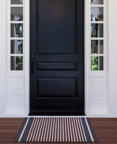 Nautica Polyvinyl Chloride Loop Utility Indoor Or Outdoor Striped Mat, 24" X 36" In Multi