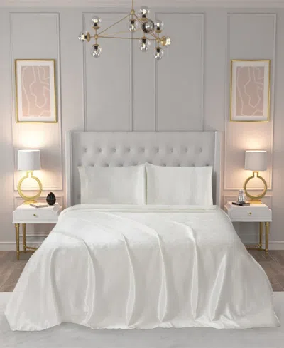 Juicy Couture Satin 4 Piece Sheet Set, Full In White