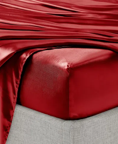 Juicy Couture Satin 4 Piece Sheet Set, Queen In Red