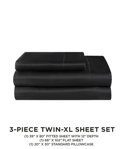 Juicy Couture 3 Piece Satin Sheet Set, Twin Xl In Black
