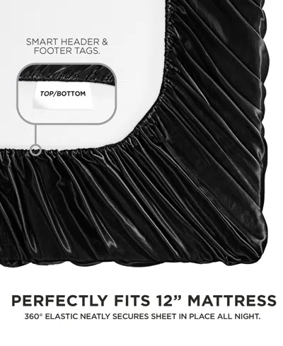 Juicy Couture 3 Piece Satin Sheet Set, Twin Xl In Black