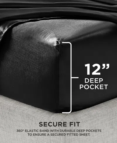 Juicy Couture 3 Piece Satin Sheet Set, Twin Xl In Black