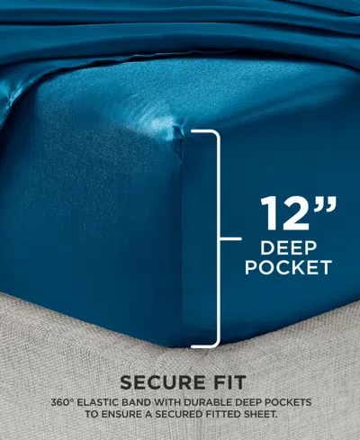 Juicy Couture 3 Piece Satin Sheet Set, Twin Xl In Blue