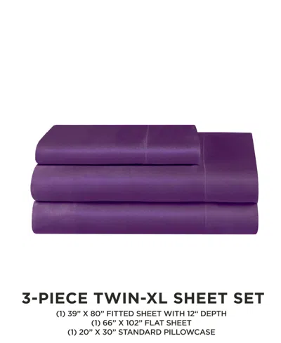 Juicy Couture 3 Piece Satin Sheet Set, Twin Xl In Purple