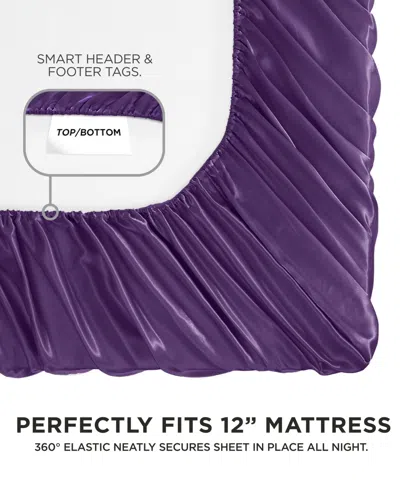 Juicy Couture 3 Piece Satin Sheet Set, Twin Xl In Purple