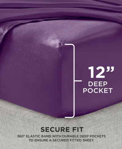 Juicy Couture 3 Piece Satin Sheet Set, Twin Xl In Purple