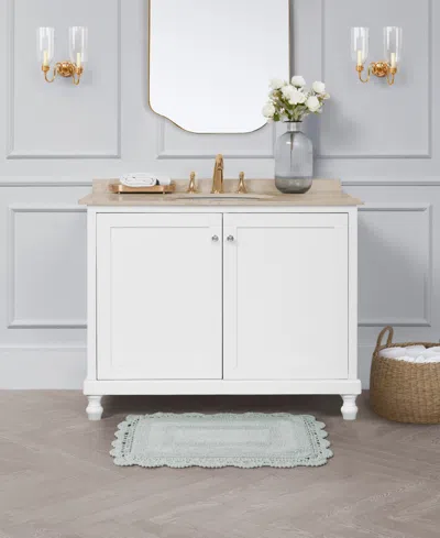 Laura Ashley Crochet Reversible Cotton Bath Rug, 17" X 24" In Green