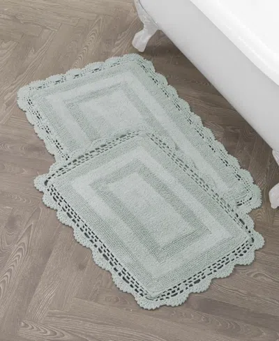 Laura Ashley Crochet Reversible Cotton 2-pc. Bath Rug Set In Green