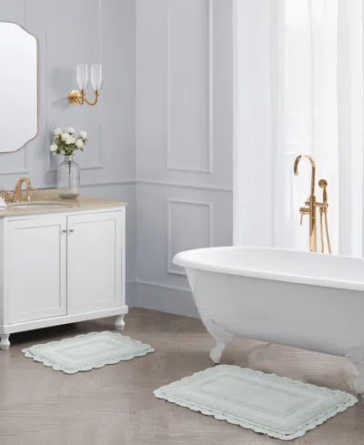 Laura Ashley Crochet Reversible Cotton 2-pc. Bath Rug Set In Green