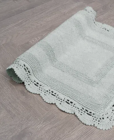 Laura Ashley Crochet Reversible Cotton 2-pc. Bath Rug Set In Green