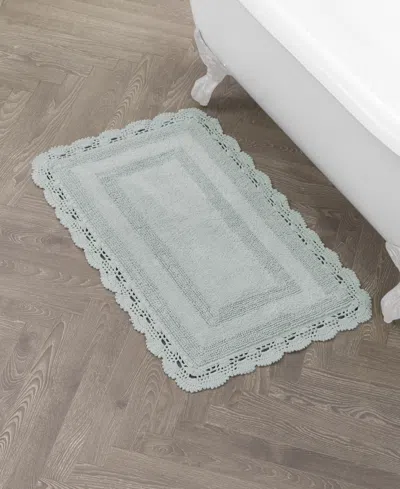 Laura Ashley Crochet Reversible Cotton Bath Rug, 21" X 34" In Green