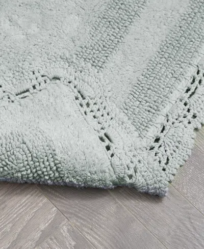 Laura Ashley Crochet Reversible Cotton Bath Rug, 21" X 34" In Green