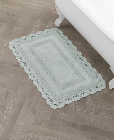 Laura Ashley Crochet Reversible Cotton Bath Rug, 24" X 40" In Green