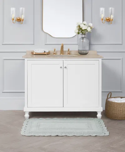 Laura Ashley Crochet Reversible Cotton Bath Rug, 24" X 40" In Green