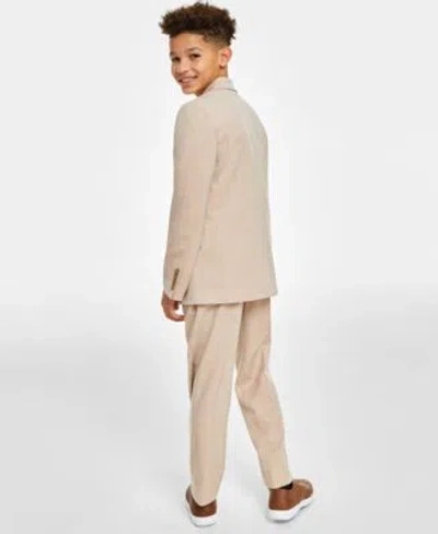 Calvin Klein Nautica Toddler Little Boys Linen Look Vest  Big Boys Sharkskin Suit T Shirt Separates In Brown