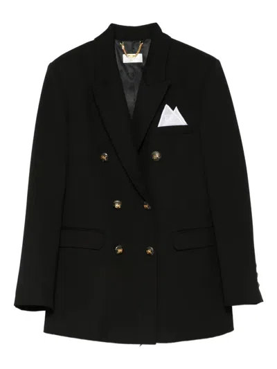 Elisabetta Franchi Cotton Gabardine Blazer With Breast Pocket In Black