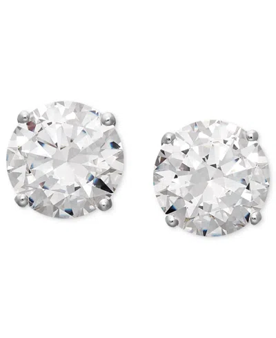 Arabella Cubic Zirconia Round Stud Earrings Collection In 14k White Gold In Gold
