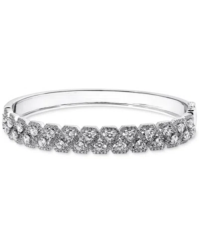 Arabella Cubic Zirconia Bangle Bracelet In Sterling Silver In Metallic