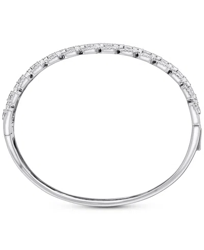 Arabella Cubic Zirconia Bangle Bracelet In Sterling Silver In Metallic