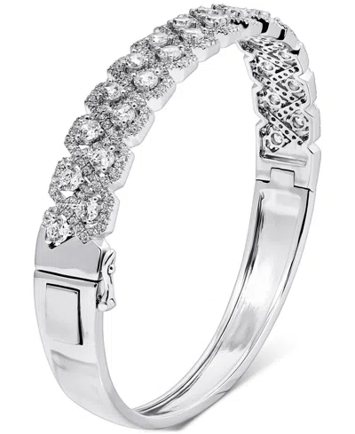 Arabella Cubic Zirconia Bangle Bracelet In Sterling Silver In Metallic