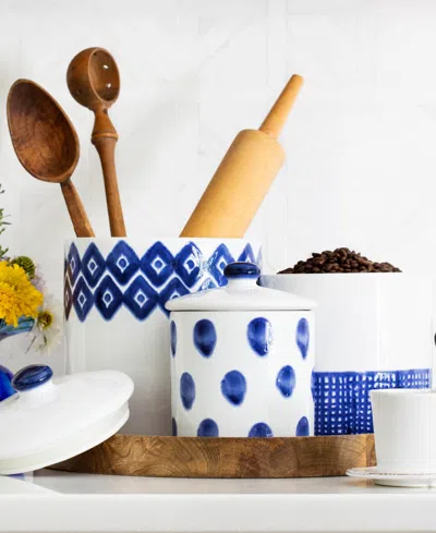 Vietri Santorini Geo Medium Canister In Multi