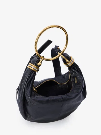 Chloé Small Bracelet Hobo Bag In Grained Leather In Black