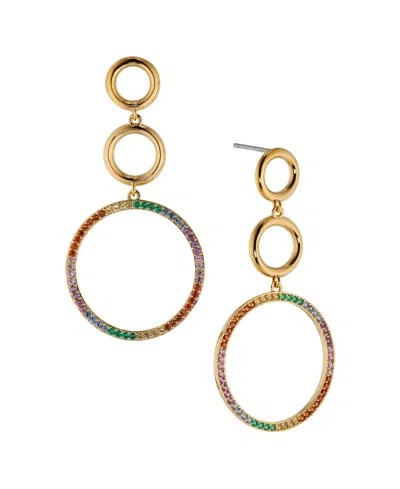Ajoa Ava Nadri Multi Color Circle Drop Earring In 18k Gold Plated Brass In Gold