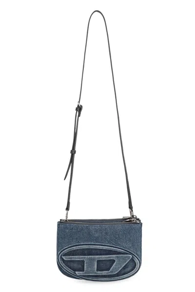 Diesel Denim Bag With Prominent Logo And Sleek Accents In Blue