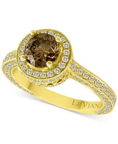 Le Vian Chocolate Diamond (1-1/20 Ct. T.w.) & Vanilla Diamond (7/8 Ct. T.w.) Halo Ring In 18k Gold In Gold