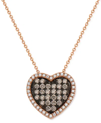 Le Vian Chocolate Diamonds (1/2 Ct. T.w.) & Vanilla Diamonds (1/6 Ct. T.w.) Heart 18" Pendant Necklace In 14 In Gold