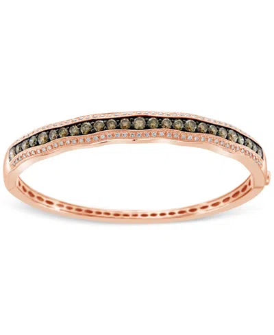 Le Vian Chocolate Diamond (3 Ct. T.w.) & Vanilla Diamond (5/8 Ct. T.w.) Wavy Bangle Bracelet In 14k Rose Gol