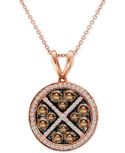 Le Vian Chocolate Diamond (1-1/10 Ct. T.w.) & Vanilla Diamond (1/3 Ct. T.w.) Halo Cluster 18" Pendant Neckla