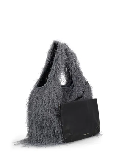 Dries Van Noten Marche Small Fringed Tote Bag In Gray