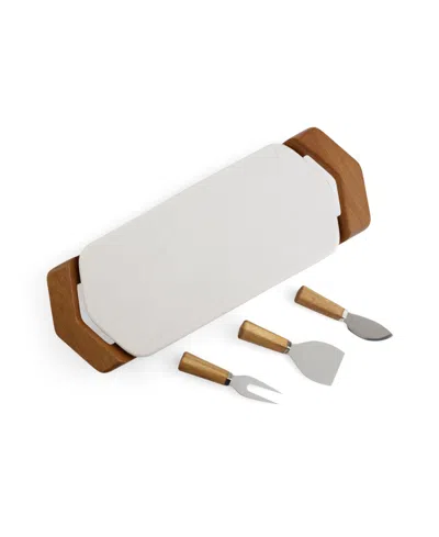 Nambe Chevron Cheese Tray With Knives In Multi