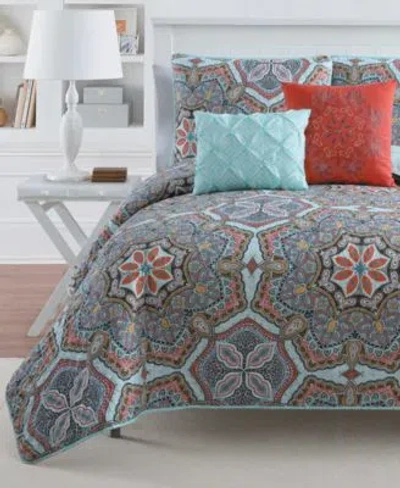 Vcny Home Yara Reversible Quilt Set In Blue