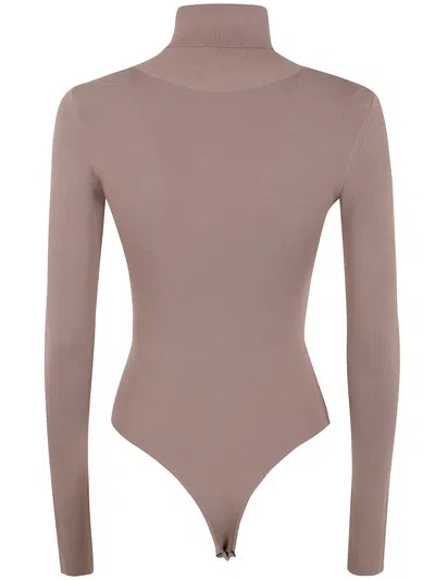 Entire Studios Turtleneck Long-sleeve Bodysuit In Brown