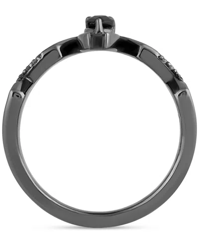 Wonder Fine Jewelry Marvel  Onyx & Diamond (1/10 Ct. T.w.) Venom Spiderman Ring In Black Rhodium-plat In Metallic