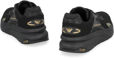 Ea7 Miu Miu Black Re-nylon And Suede Sneakers In Black