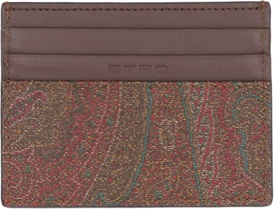 Etro Coated Canvas Card Holder In Brown