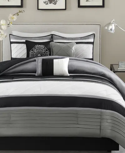Madison Park Blaire Faux-silk 7-pc. Comforter Set, Queen In Gray