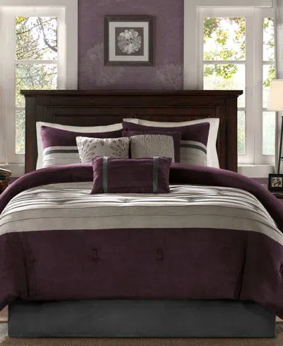 Madison Park Palmer Faux-suede 7-pc. Comforter Set, Full In Purple