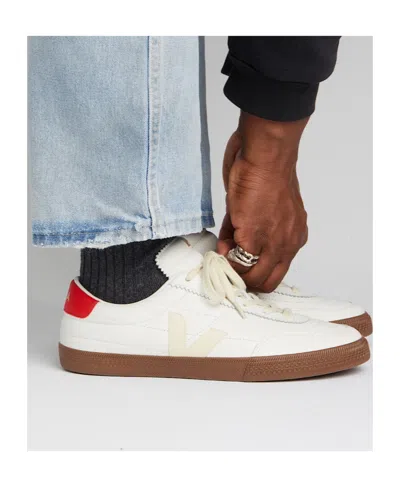 Veja Multicolour Organic Traced Leather In White