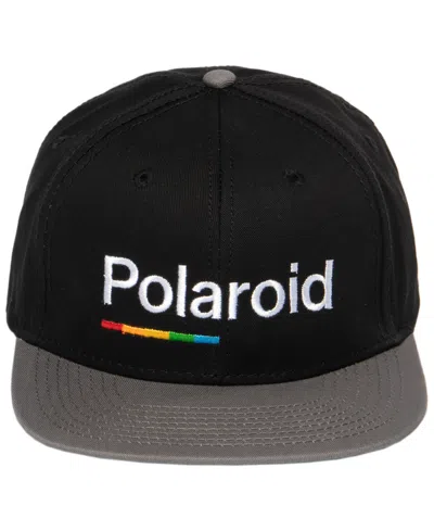 Polaroid Men's Flat Bill Snapback Baseball Adjustable Cap In Black