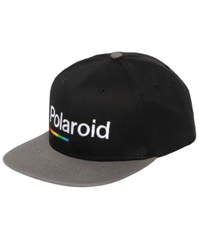 Polaroid Men's Flat Bill Snapback Baseball Adjustable Cap In Black