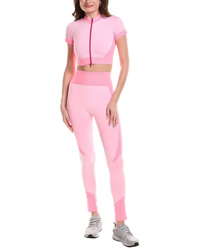 Marion 2pc Diamond Texture Top & Legging Set In Pink
