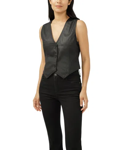Silver Jeans Co. Women's Black Coated Denim Vest In Black