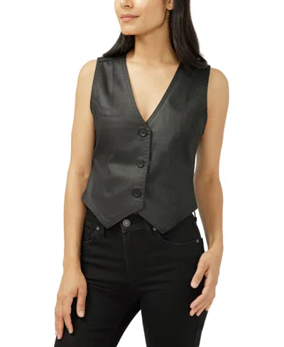 Silver Jeans Co. Women's Black Coated Denim Vest In Black
