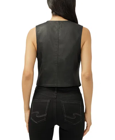 Silver Jeans Co. Women's Black Coated Denim Vest In Black