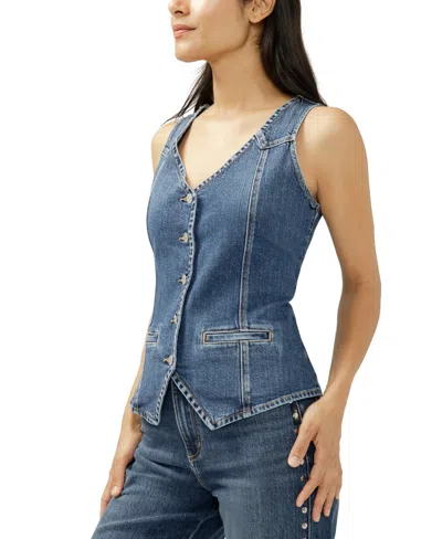 Silver Jeans Co. Women's Long Denim Vest In Blue
